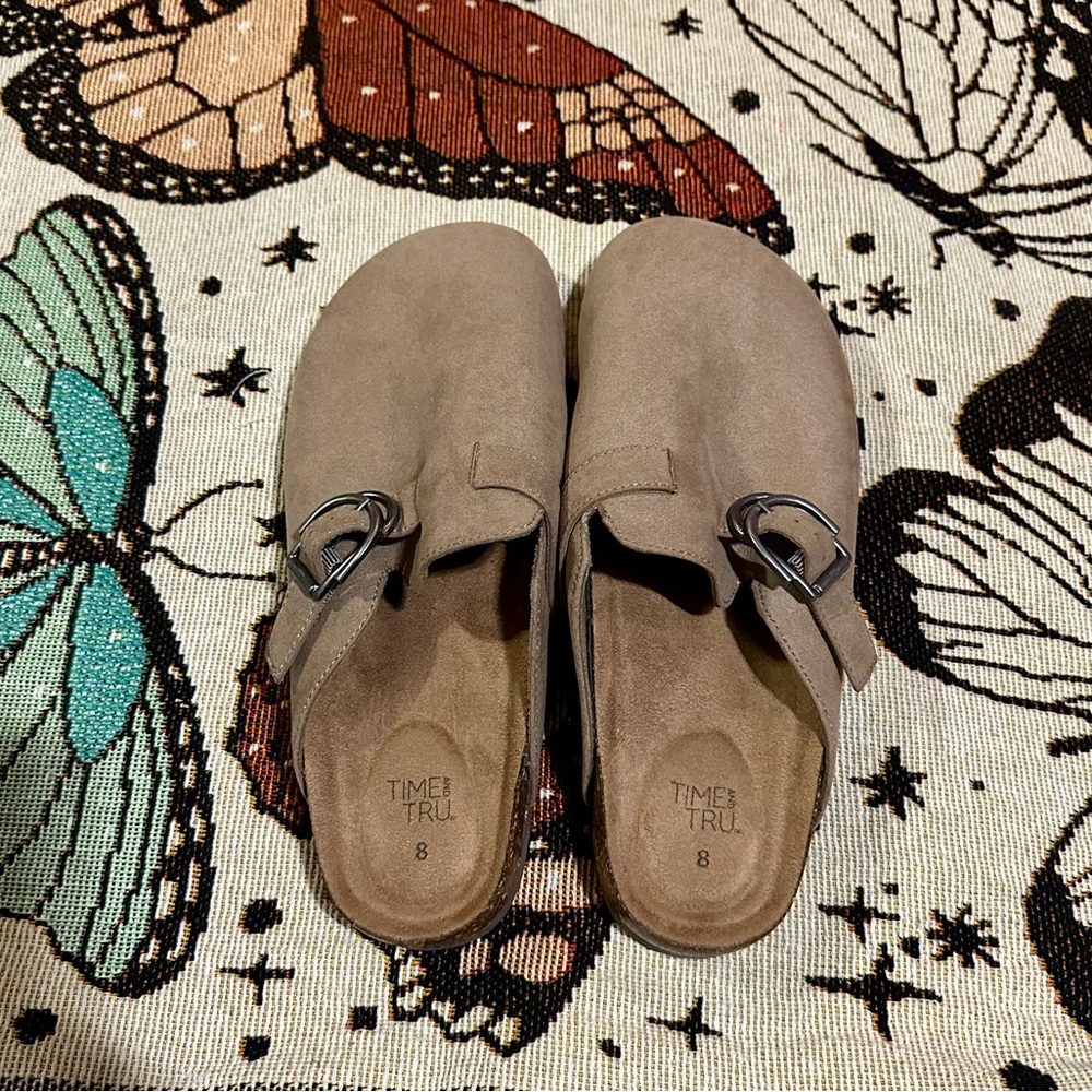 Time and Tru Brown Slip-On Mules